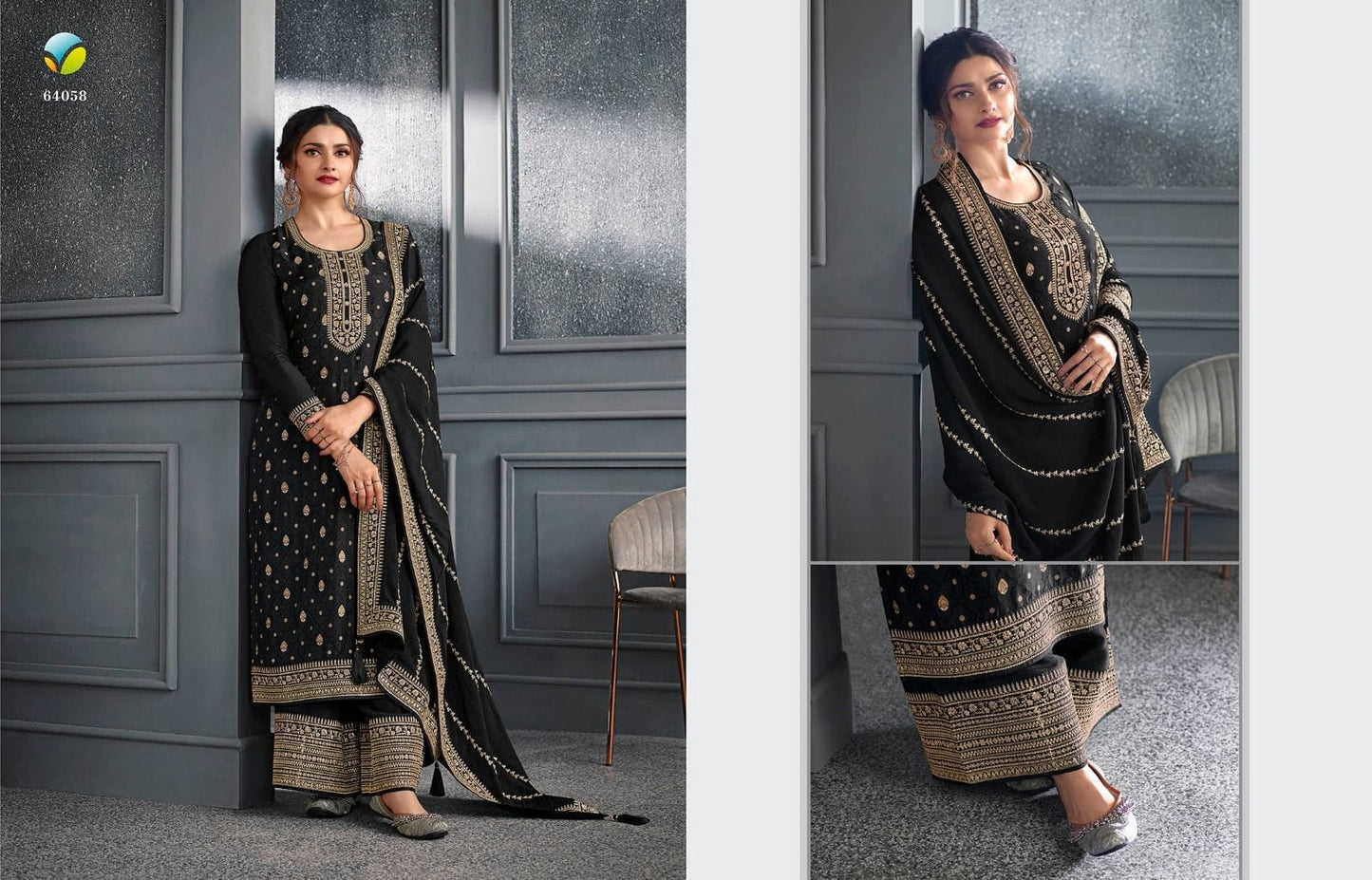 Indian Wedding Wear Georgette With Embroidery Work Salwar Kameez Plazzo Suit