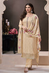 Off White Color Embroidery Work Shalwar Suits With Printed Dupatta