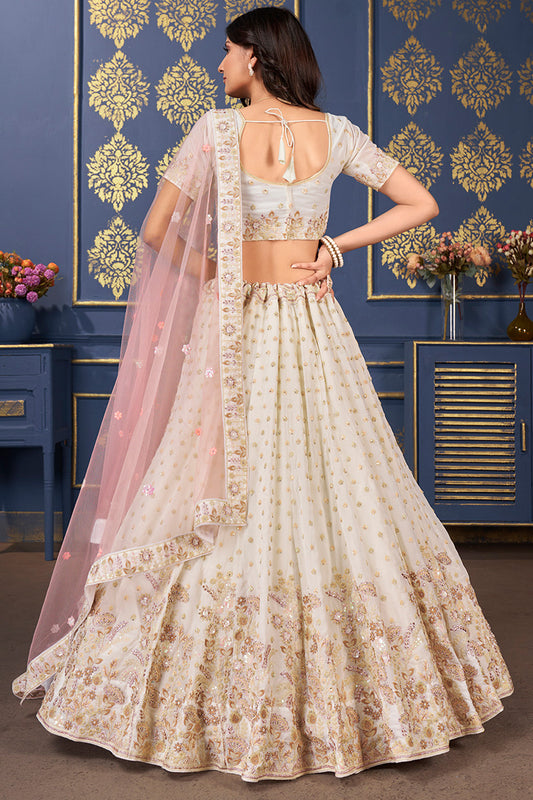 Gorgeous Creme Color Rady to Wear Designer Sangeet Function Wear Lehenga Choli