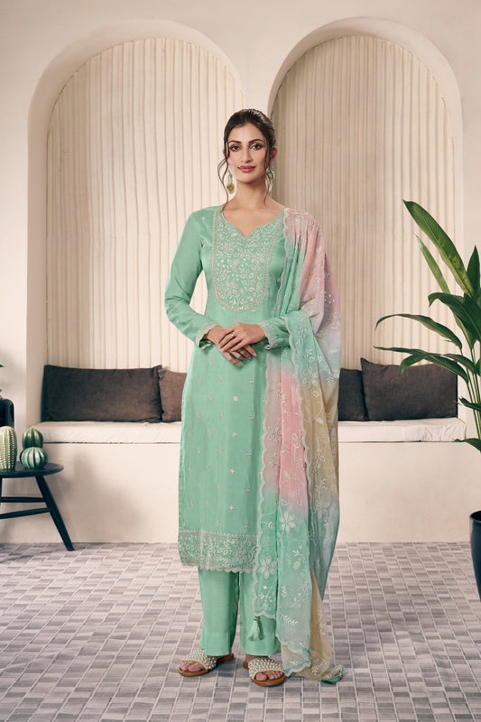 Casual Wear Salwar Kameez Pant Suit With Beautiful Dupatta