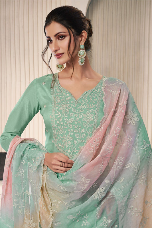 Casual Wear Salwar Kameez Pant Suit With Beautiful Dupatta