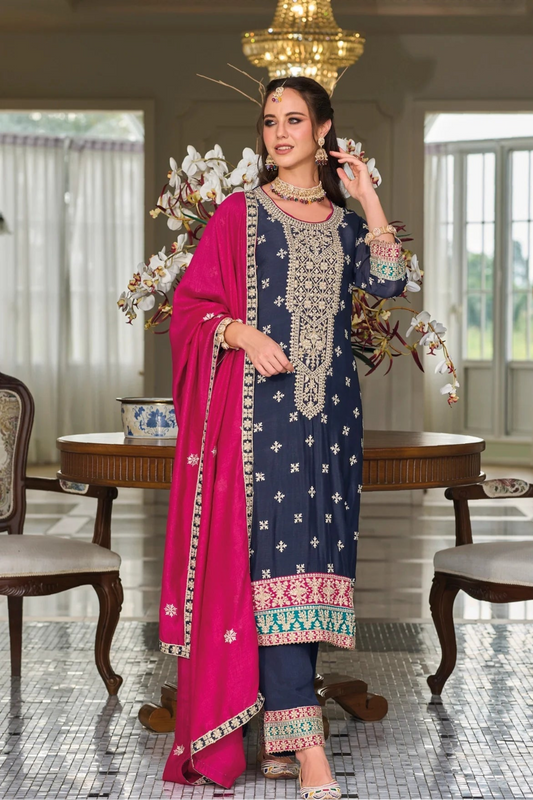 New Bollywood Designer Heavy Embroidery Work & Premium Silk Fabric Salwar Kameez