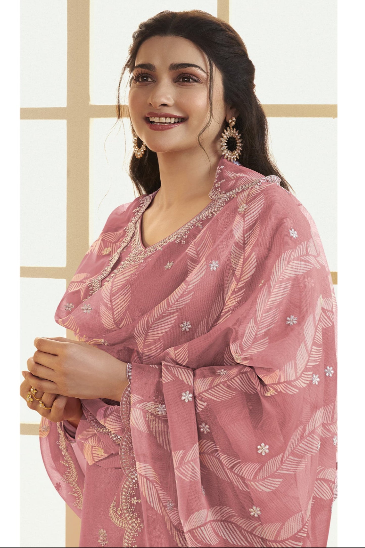 Pakistani Designer Salwar kameez Palazzo Suit With Organza Dupatta