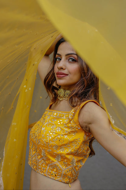 Yellow Color Designer Haldi Wear Lehenga Choli with Beautiful Dupatta
