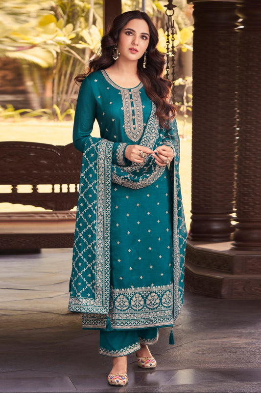 Handmade Designer Indian Traditional Wear Embroidery Worked Salwar Kameez Pant Suit