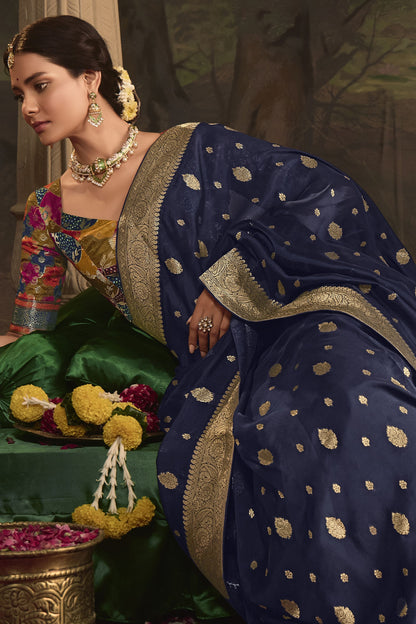 Buy Comfortable Stitched Woven Work Blouse Traditional Designer Silk Function Wear Saree