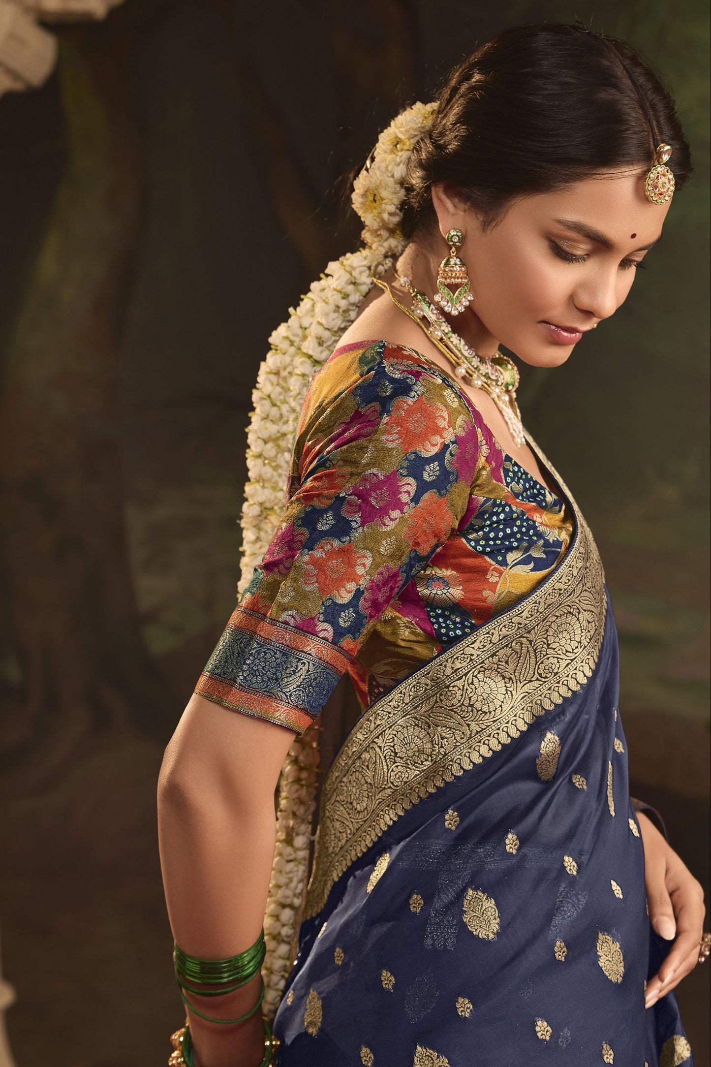 Buy Comfortable Stitched Woven Work Blouse Traditional Designer Silk Function Wear Saree