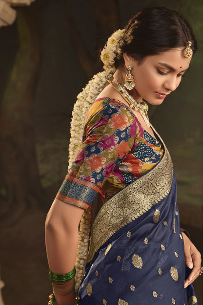 Buy Comfortable Stitched Woven Work Blouse Traditional Designer Silk Function Wear Saree