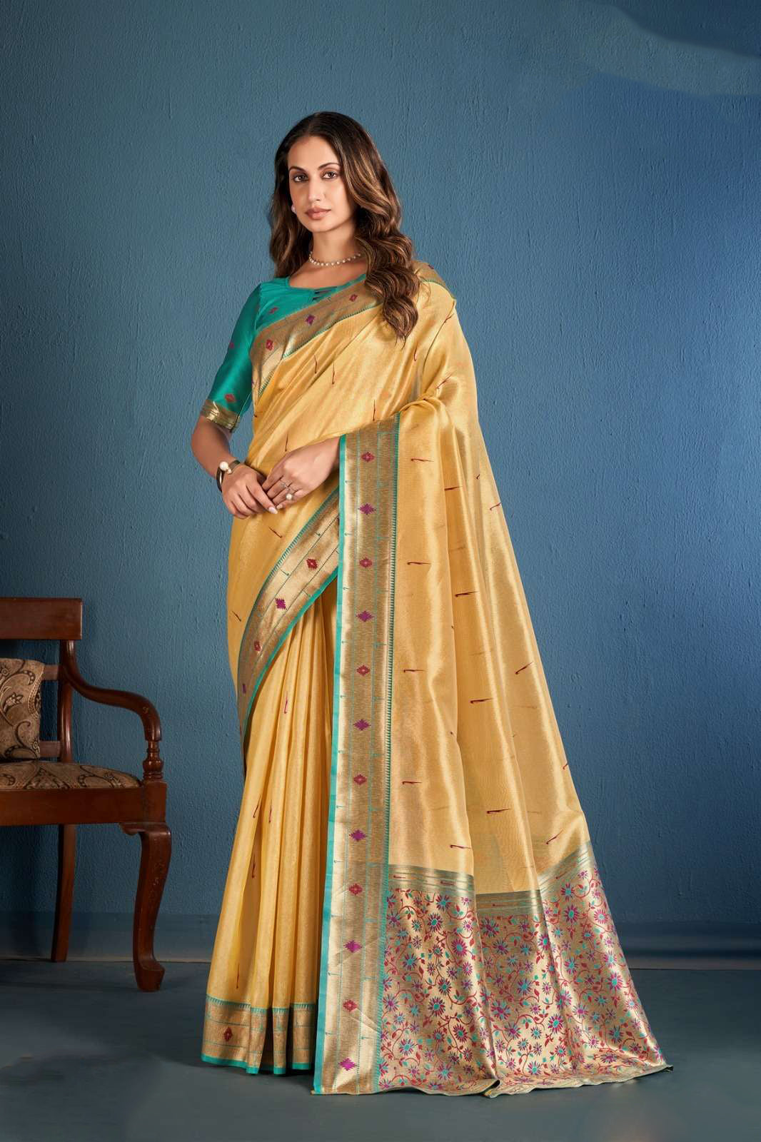 Indian Stitched Sarees Beautiful Yellow Color Printed Reception Wear With Fancy Blouse