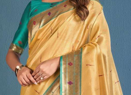 Indian Stitched Sarees Beautiful Yellow Color Printed Reception Wear With Fancy Blouse