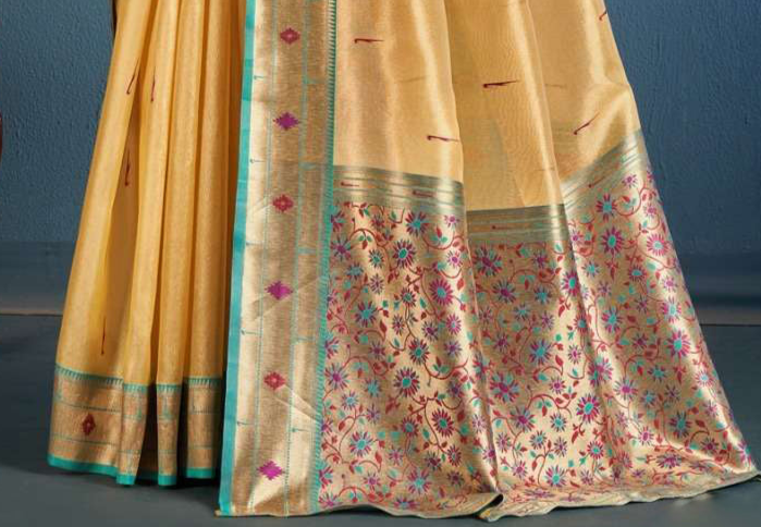 Indian Stitched Sarees Beautiful Yellow Color Printed Reception Wear With Fancy Blouse
