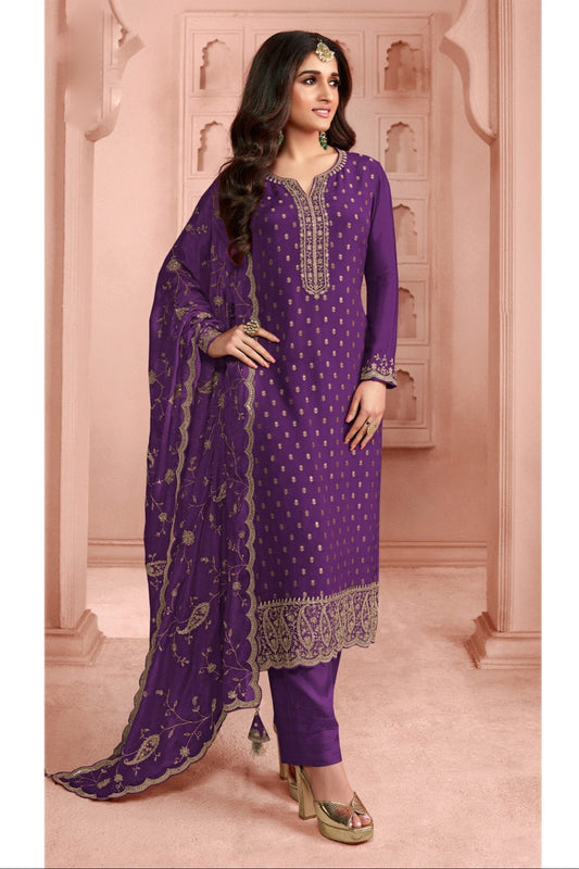 Heavy Trendy Embroidery Work Shalwar Kameez Palazzo-pant Suits With Heavy Dupatta For Woman's