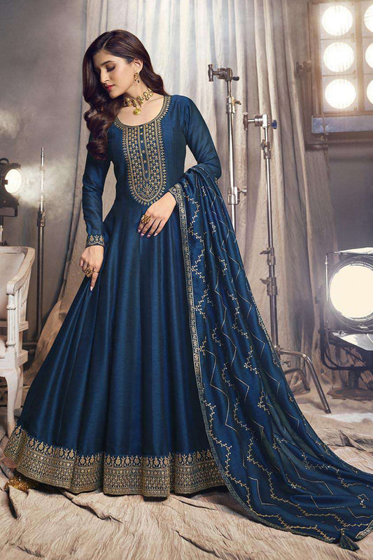 Ready To Wear Georgette Fabric Roka Nikah Anarkali Gown Suits With Dupatta