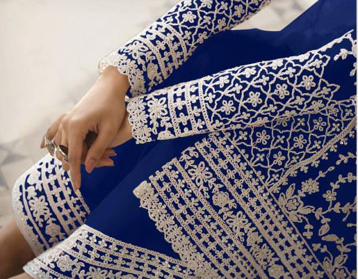 Amazing Designer Embroidery Work And Net Fabric Salwar Kameez Palazzo