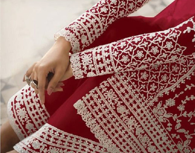 Amazing Designer Embroidery Work And Net Fabric Salwar Kameez Palazzo