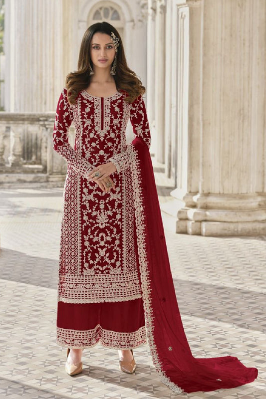 Amazing Designer Embroidery Work And Net Fabric Salwar Kameez Palazzo