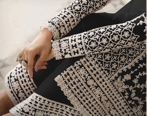 Amazing Designer Embroidery Work And Net Fabric Salwar Kameez Palazzo