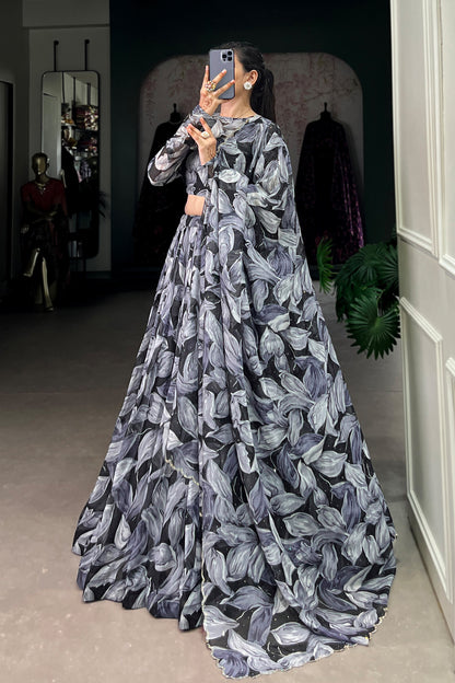 Indian Stylish Dola Silk Embroidery Work Lehenga Choli With Net Dupatta