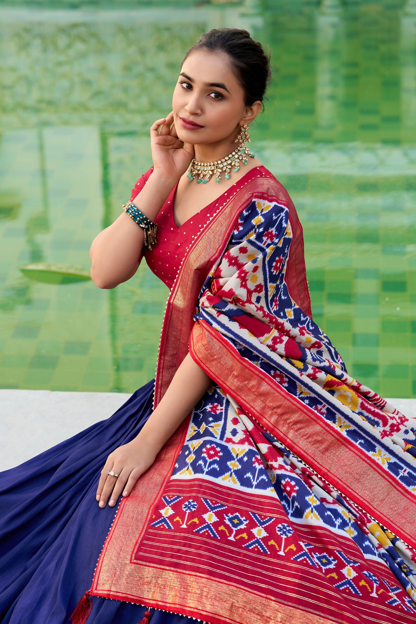 Indian Designer Royal Blue Color Tussar Silk Wedding Wear Lehenga Choli