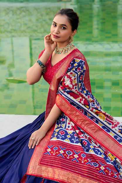 Indian Designer Royal Blue Color Tussar Silk Wedding Wear Lehenga Choli