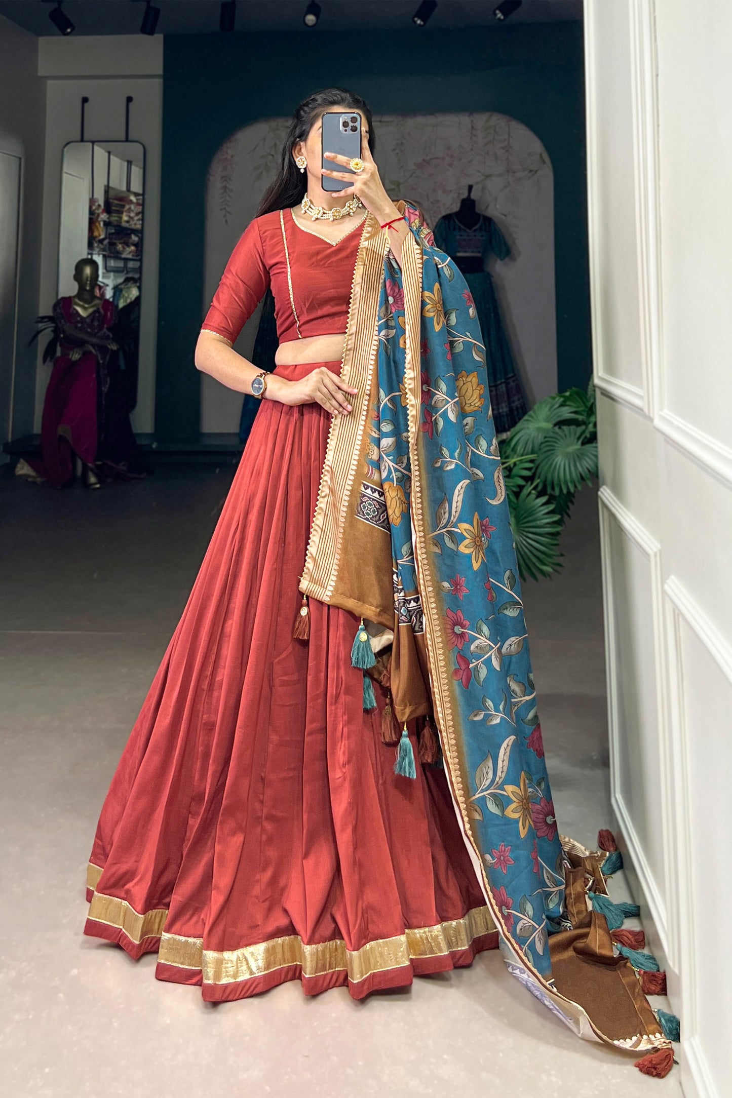 Awesome Orange Color Designer Readymade Lehenga Choli With Dupatta