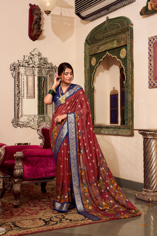 Latest Style Wedding Reception Party Wear Readymade Saree With Fancy Blouse