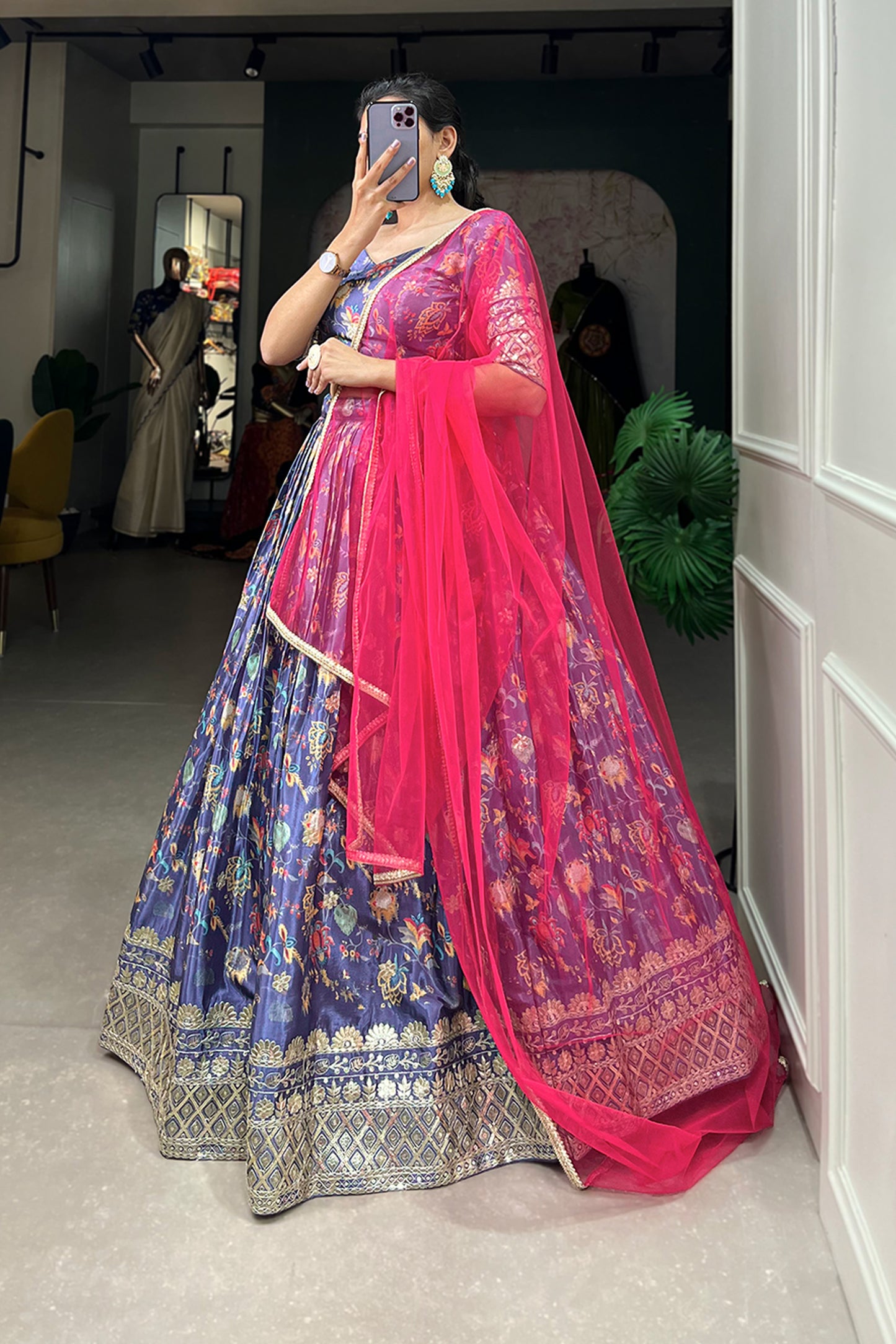 Indian Wedding Party Wear Lehenga Choli With Embroidery And Sequins Work