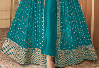 Pakistani Eid Ramadan Festival Wear Heavy Embroidery Worked Stylish Anarkali Gown