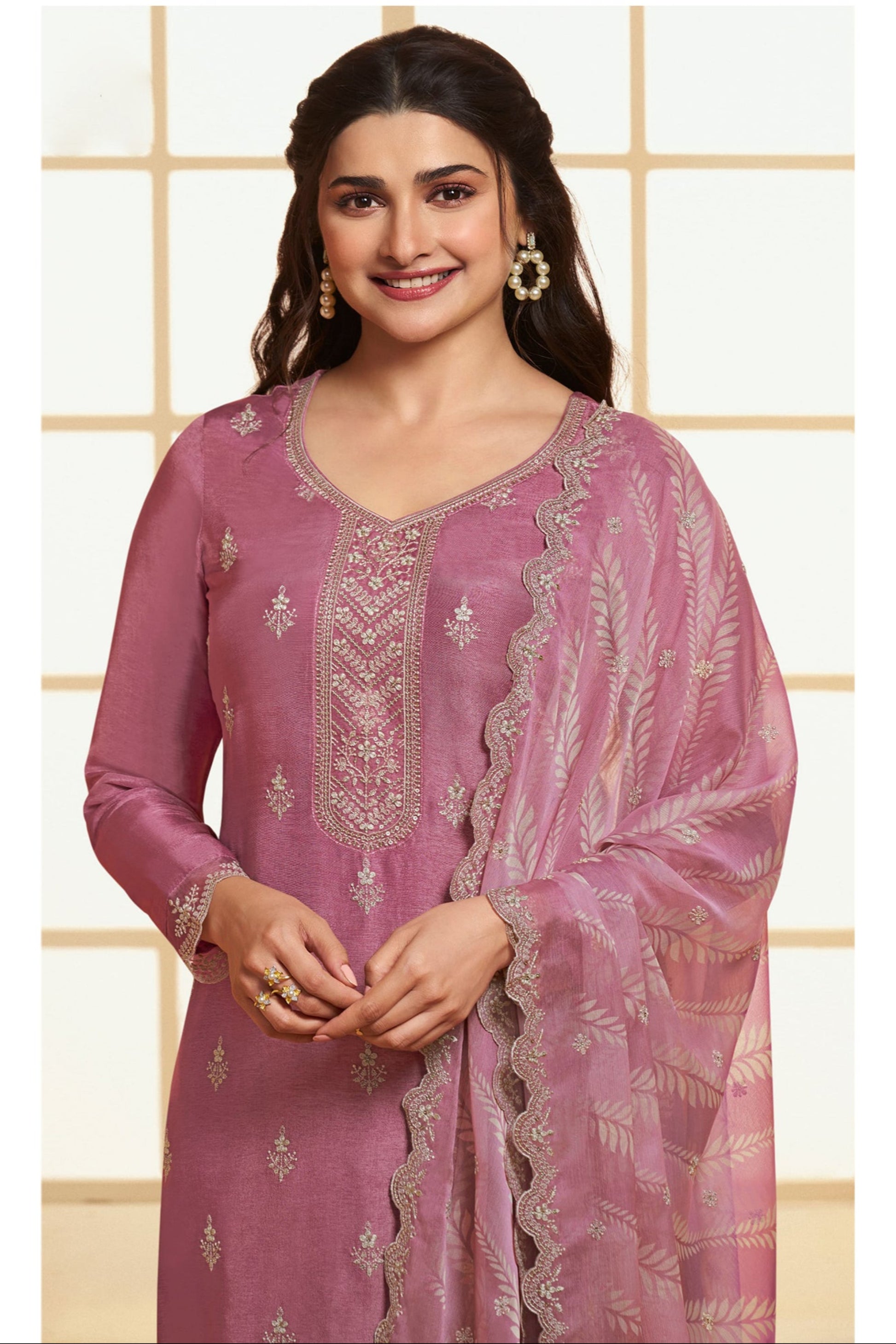 Pakistani Designer Salwar kameez Palazzo Suit With Organza Dupatta