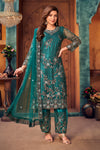 Heavy Embroidered Net Fabric Sophisticated Trouser With Satin Dupatta