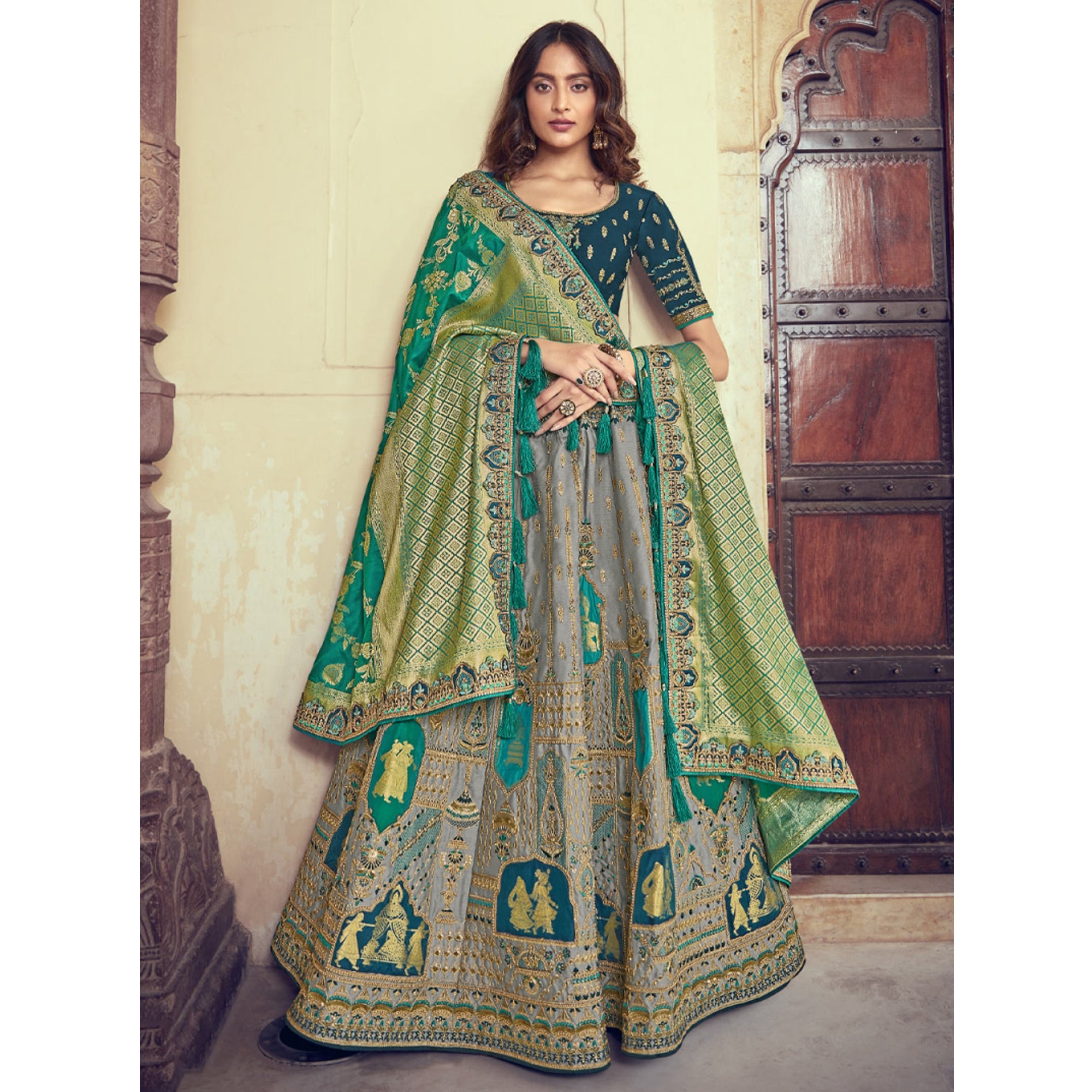 Green Color Designer Readymade Nikah Wear Lehenga Choli