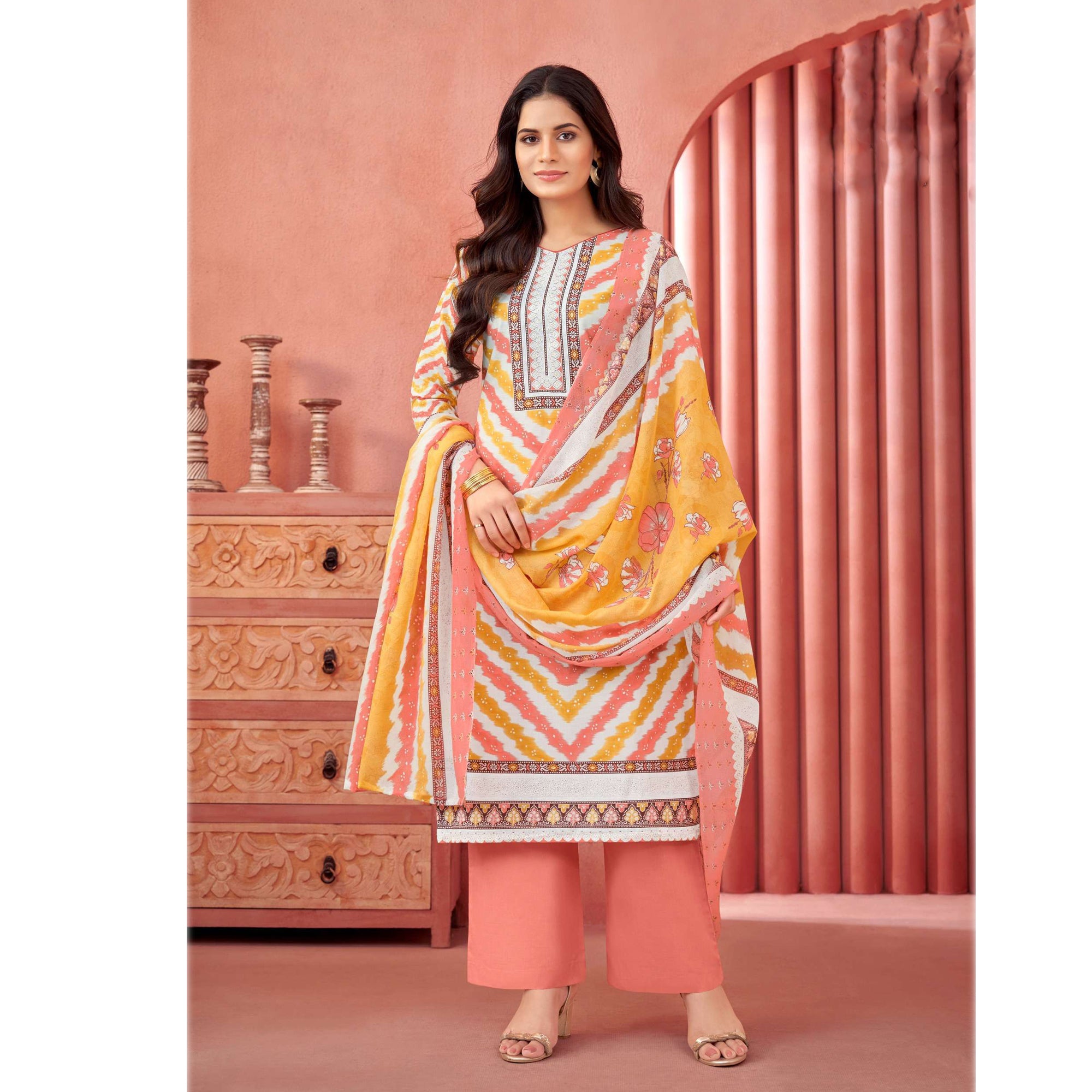 Pakistani Designer Pure Cotton Jacquard Fabric Fancy Work Salwar Kameez Plazzo Pant Suits