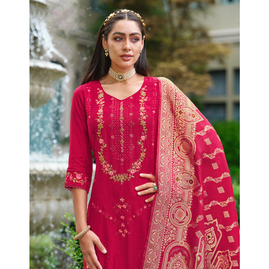 Pakistani Designer Ethnic Wear Salwar Kameez Pant Suits With Jacquard Dupatta