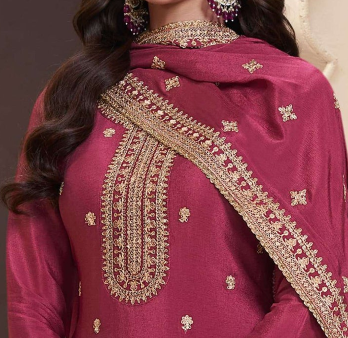 New Pakistani Style Heavy Embroidered Work Salwar Kameez Palazzo Suits