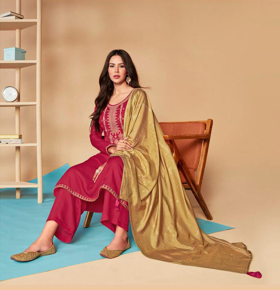 Plus Size Indian Festival & Events Wear New Salwar Kameez Plazzo Suits / Teal Green / Unstitch