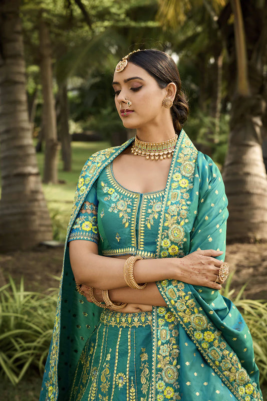 Gorgeous Banarasi Silk Fabric Ramadan Function Wear Fancy Lengha Choli
