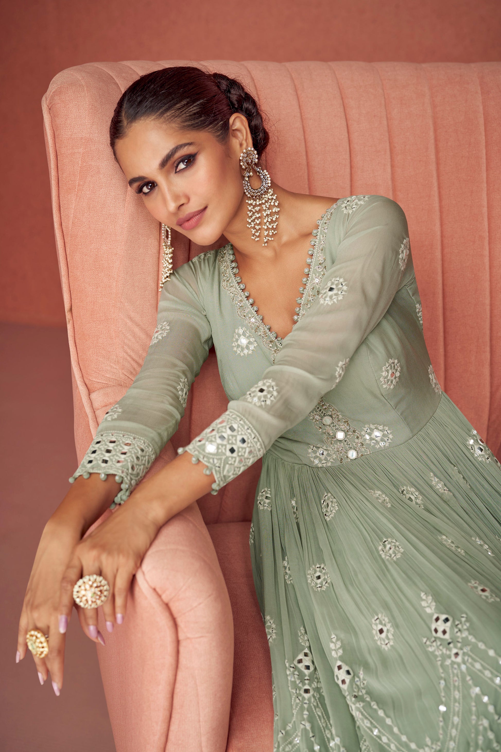 Ramadan Women's Wedding Party Wear Anarkali Salwar Kameez Plazzo Suit