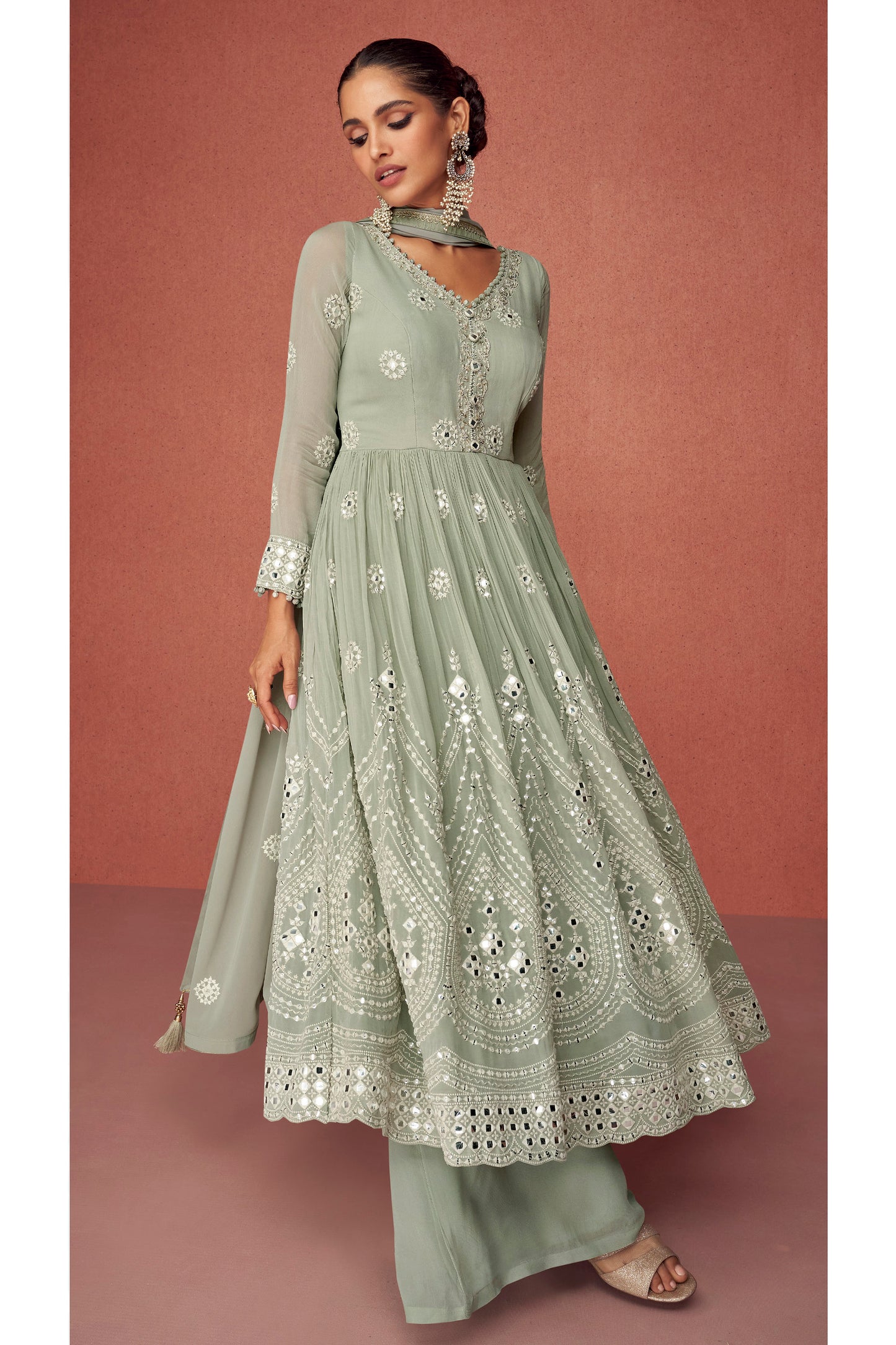 Ramadan Women's Wedding Party Wear Anarkali Salwar Kameez Plazzo Suit