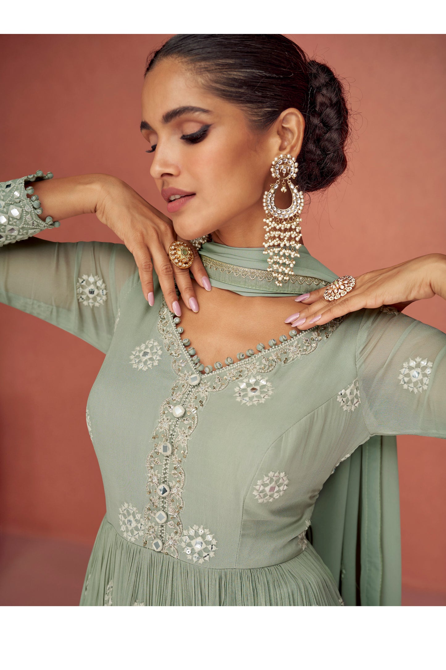 Ramadan Women's Wedding Party Wear Anarkali Salwar Kameez Plazzo Suit