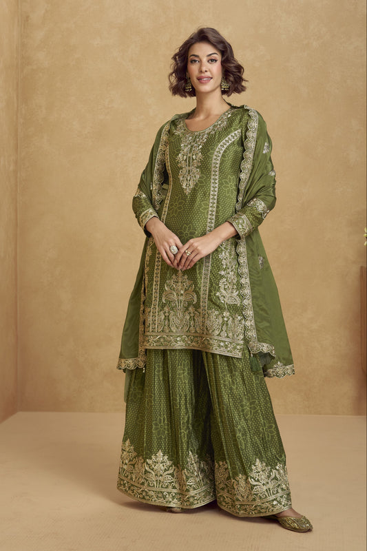 Beautiful Embroidery Worked Indian Wedding Wear Salwar Kameez Palazzo