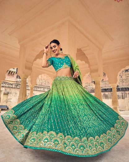 Indian Designer Sangeet Function Wear Banarasi Silk Lehenga Choli