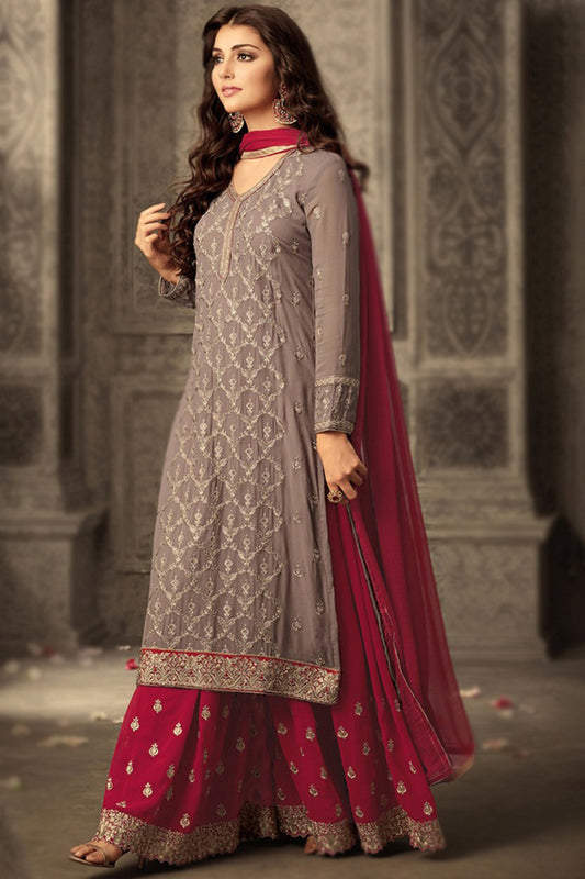 Pakistani Eid-Ramadan Party Wear Fancy Embroidery Foil Paper Worked Salwar Kameez Plazzo Suits