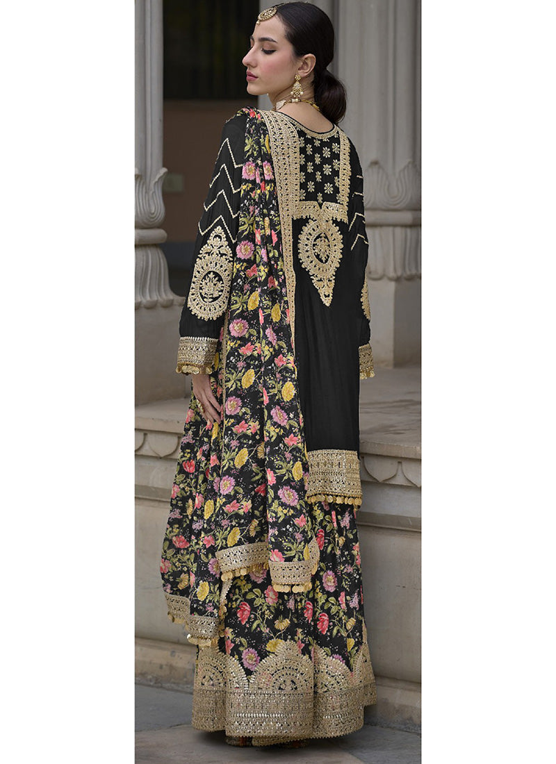 Heavy Embroidery Work With  Digital Print Festival Wear Salwar Kameez Plazzo Suits