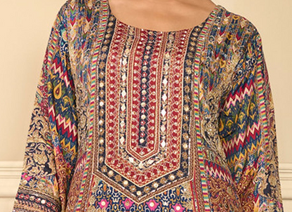 Sleeve detail of the blue kameez suit
