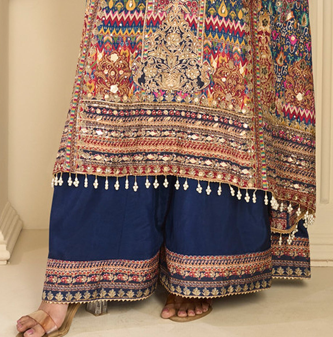 Blue plazzo dupatta suit for Navratri wear