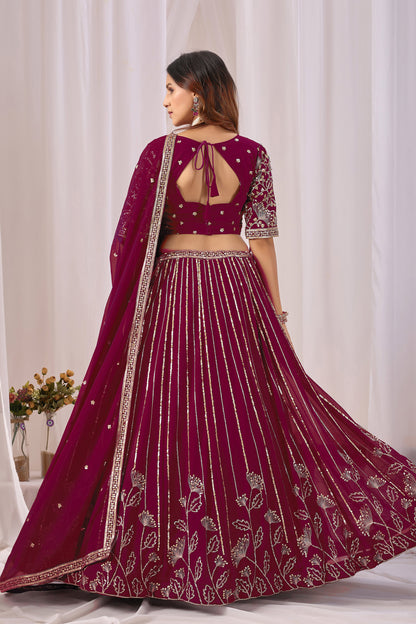Back view of the burgundy red lehenga choli blouse, if shown