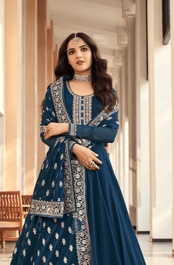 Indian Designer Georgette With Heavy Embroidery Work Anarkali Gown Suit