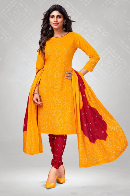 Daily Wear Bandhani Digital Print Churidar Salwar Kameez Dupatta set