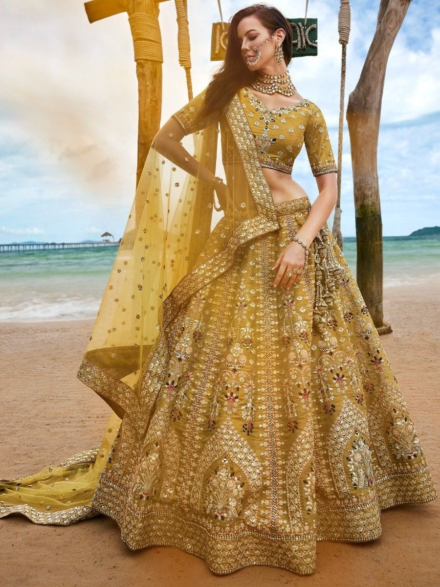 Yellow Color Bridal Wear Heavy Worked Designer Lehenga Choli with Dupatta