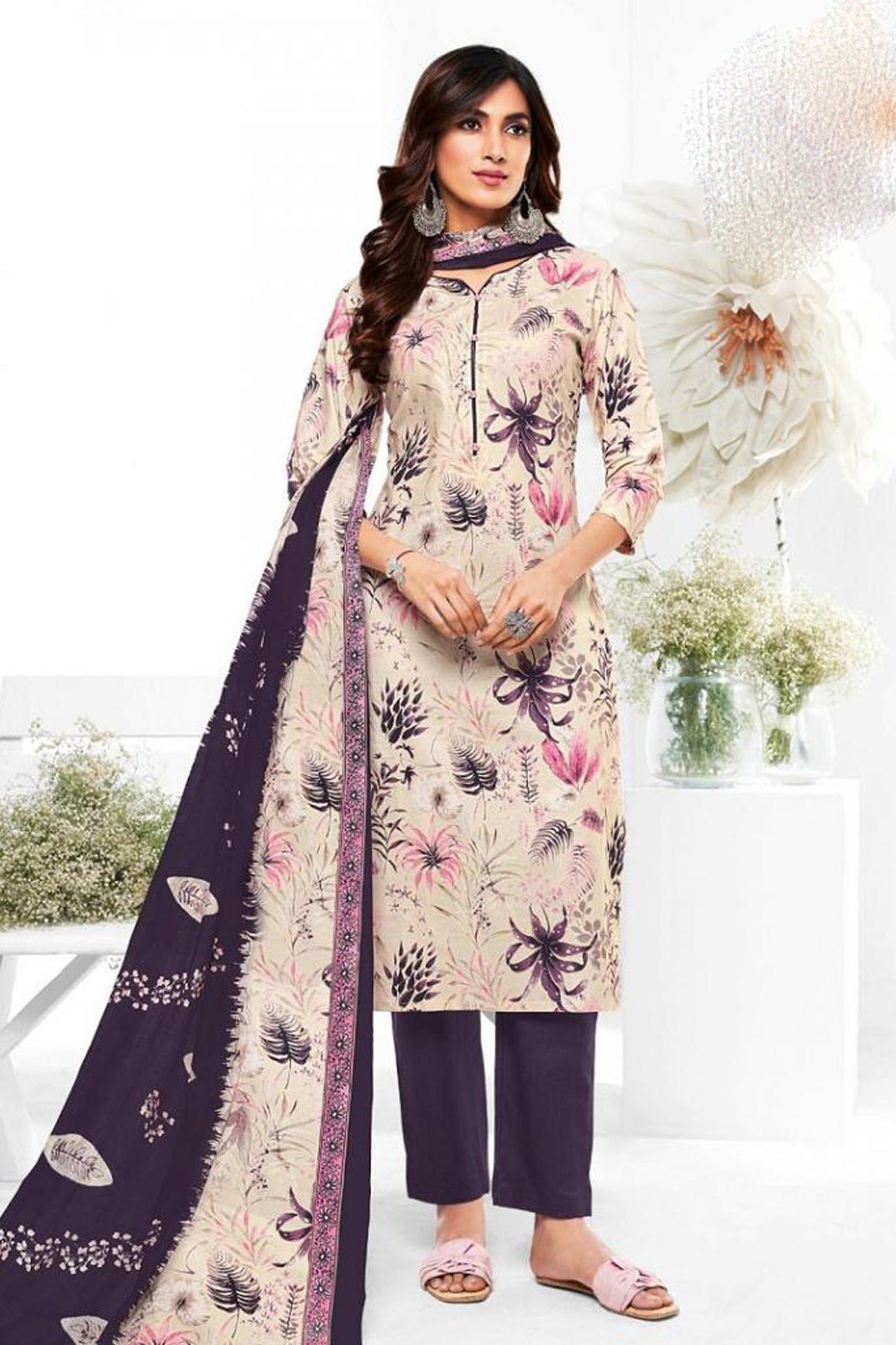 Beautiful Design Digital Print Work Cotton Fabric Salwar Kameez Plazzo Pant Suit